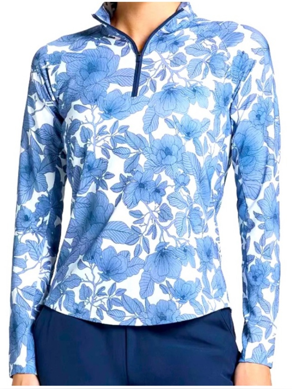 Walter Hagen P11 1/4 Zip in Blooms Mid Blue print size XS & SM